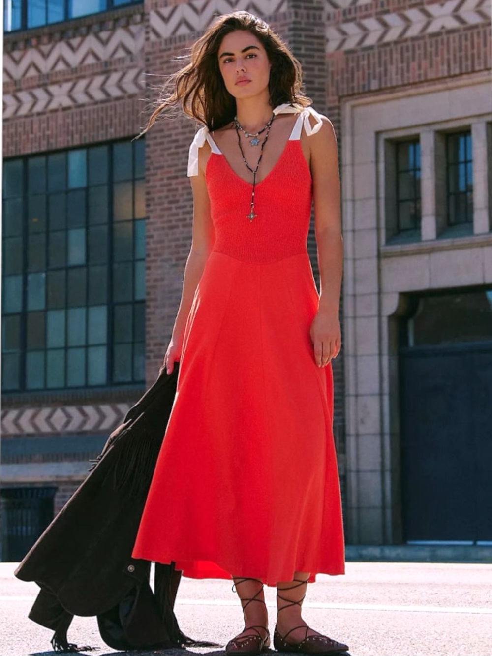 NWT Free People Cecelia Tie Shoulder Midi Dress